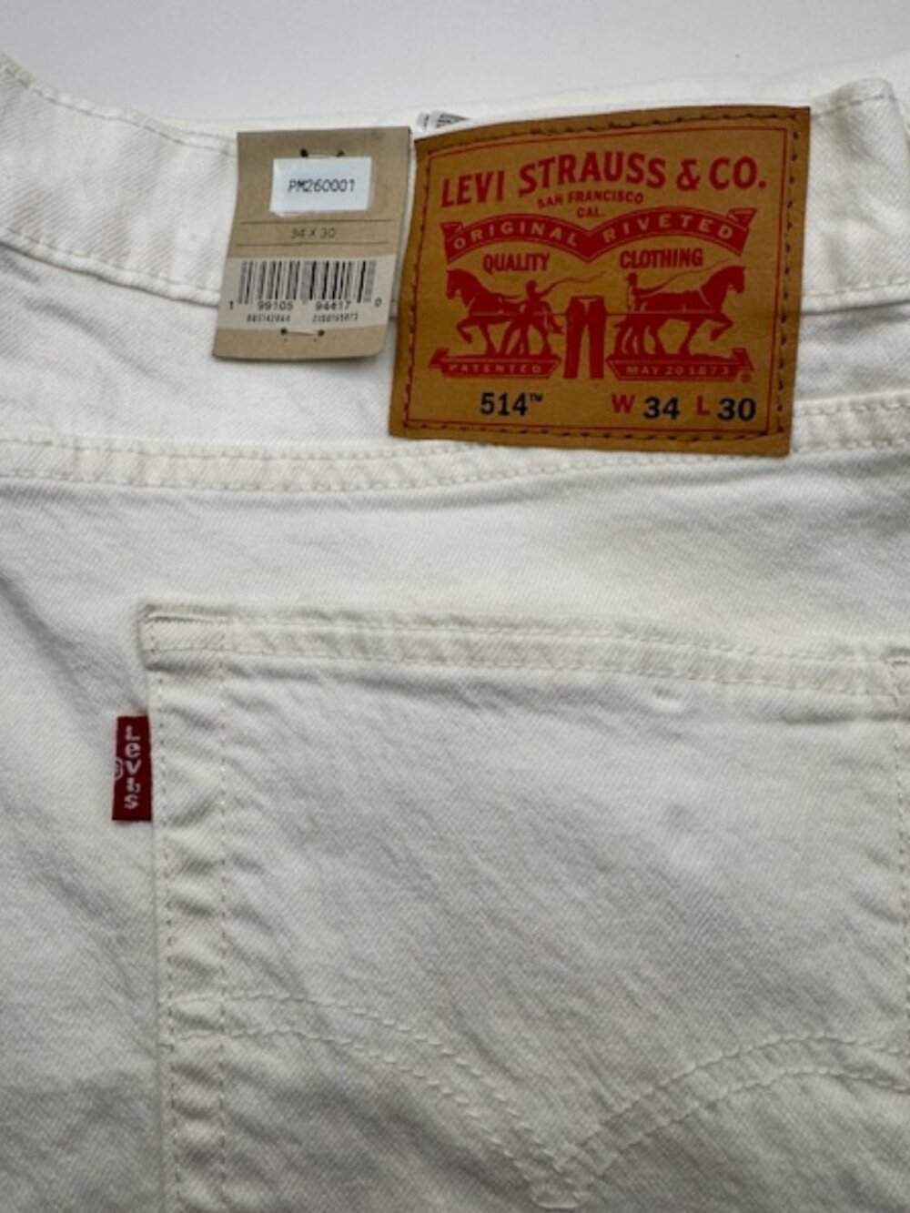 Levi's 514 Size 34x30 White
